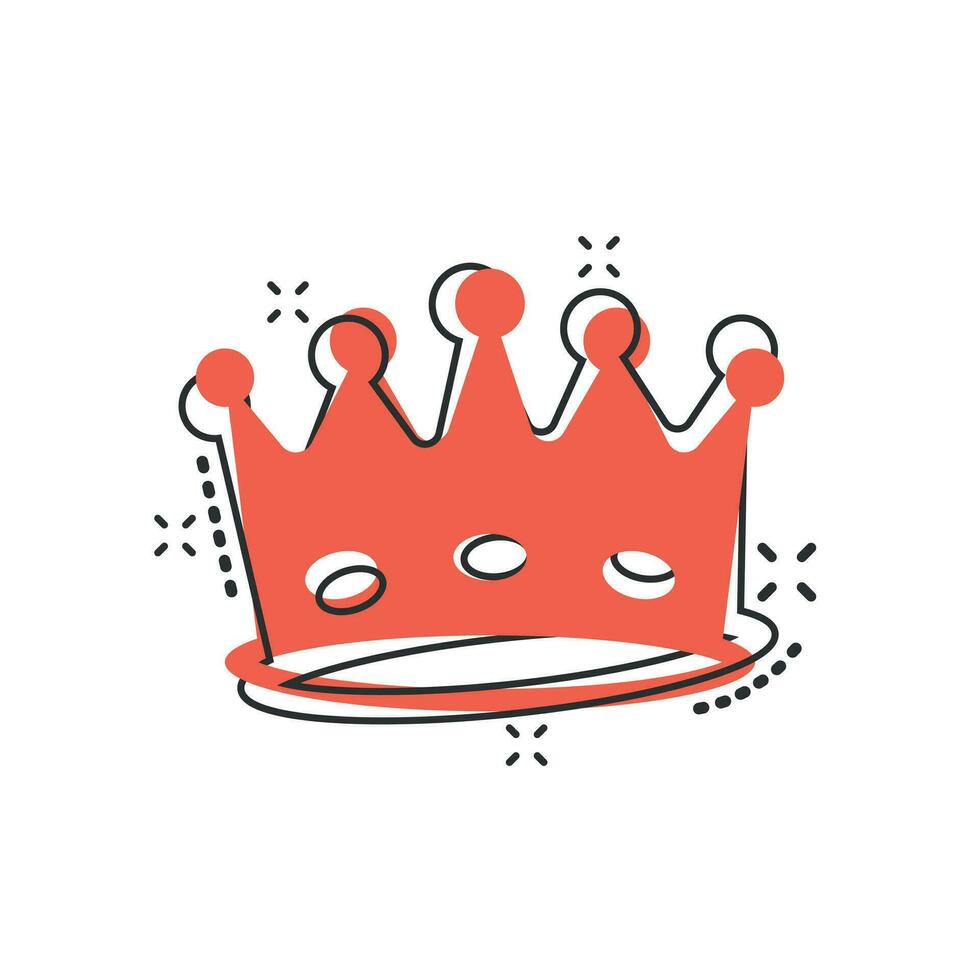 Vector cartoon crown diadem icon in comic style. Royalty crown illustration pictogram. King, princess royalty business splash effect concept.