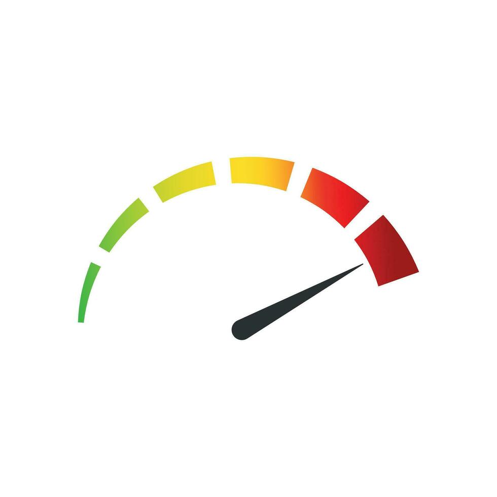 Meter dashboard icon in flat style. Credit score indicator level vector illustration on white isolated background. Gauges with measure scale business concept.