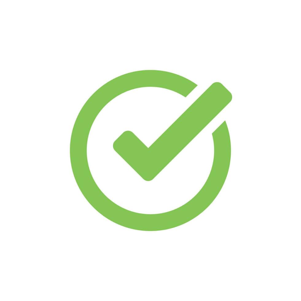 Check mark icon in flat style. Ok, accept vector illustration on white isolated background. Tick business concept.