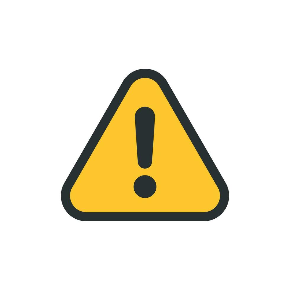 Exclamation mark icon in flat style. Danger alarm vector illustration on white isolated background. Caution risk business concept.