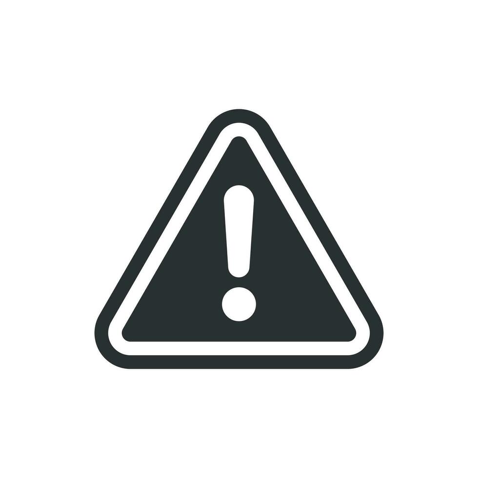 Exclamation mark icon in flat style. Danger alarm vector illustration on white isolated background. Caution risk business concept.