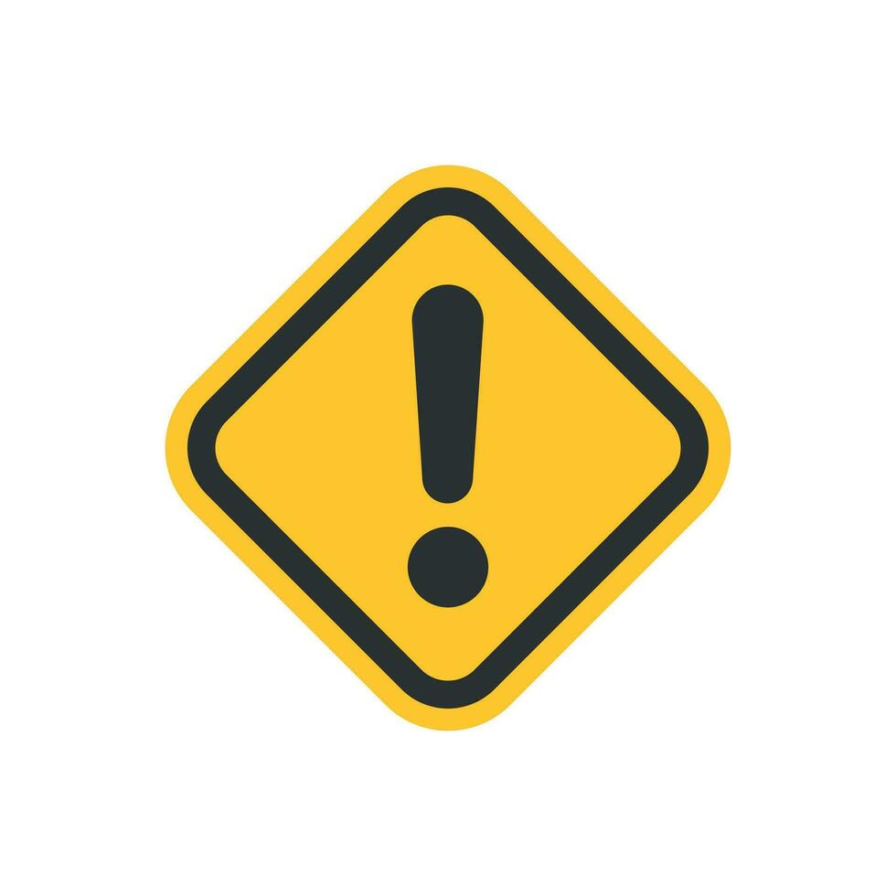 Exclamation mark icon in flat style. Danger alarm vector illustration on white isolated background. Caution risk business concept.