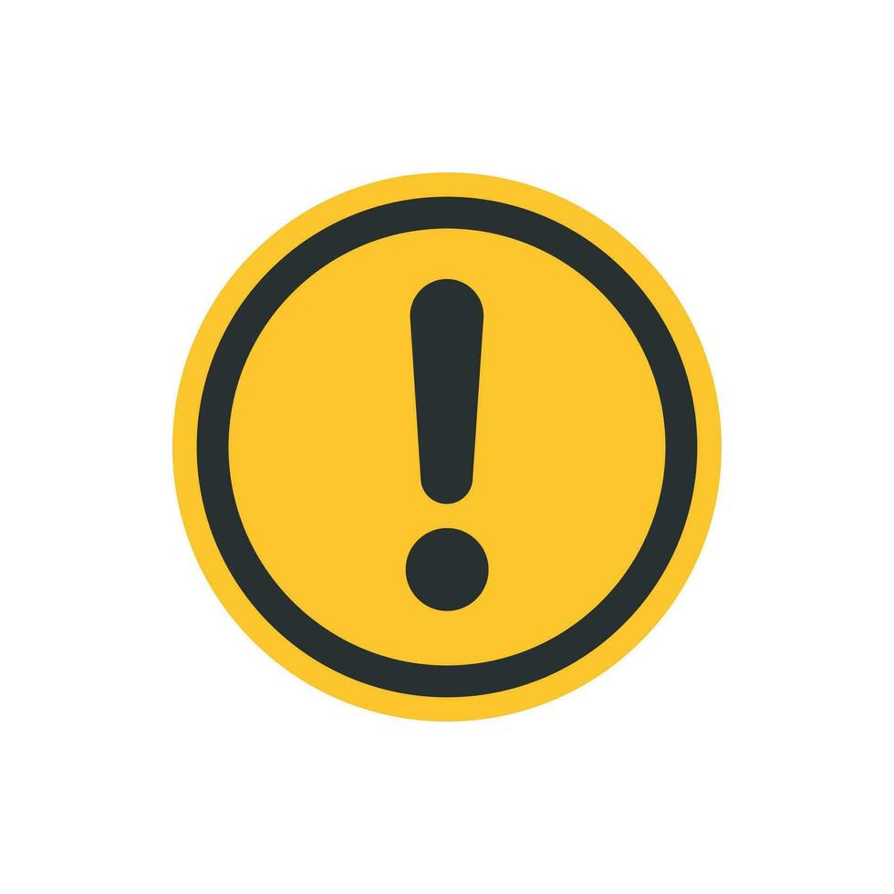 Exclamation mark icon in flat style. Danger alarm vector illustration on white isolated background. Caution risk business concept.