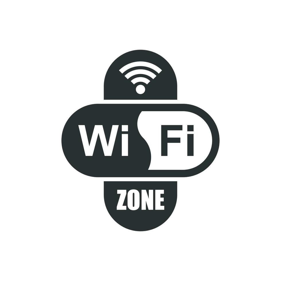 Wifi zone internet sign icon in flat style. Wi-fi wireless technology vector illustration on white isolated background. Network wifi zone business concept.