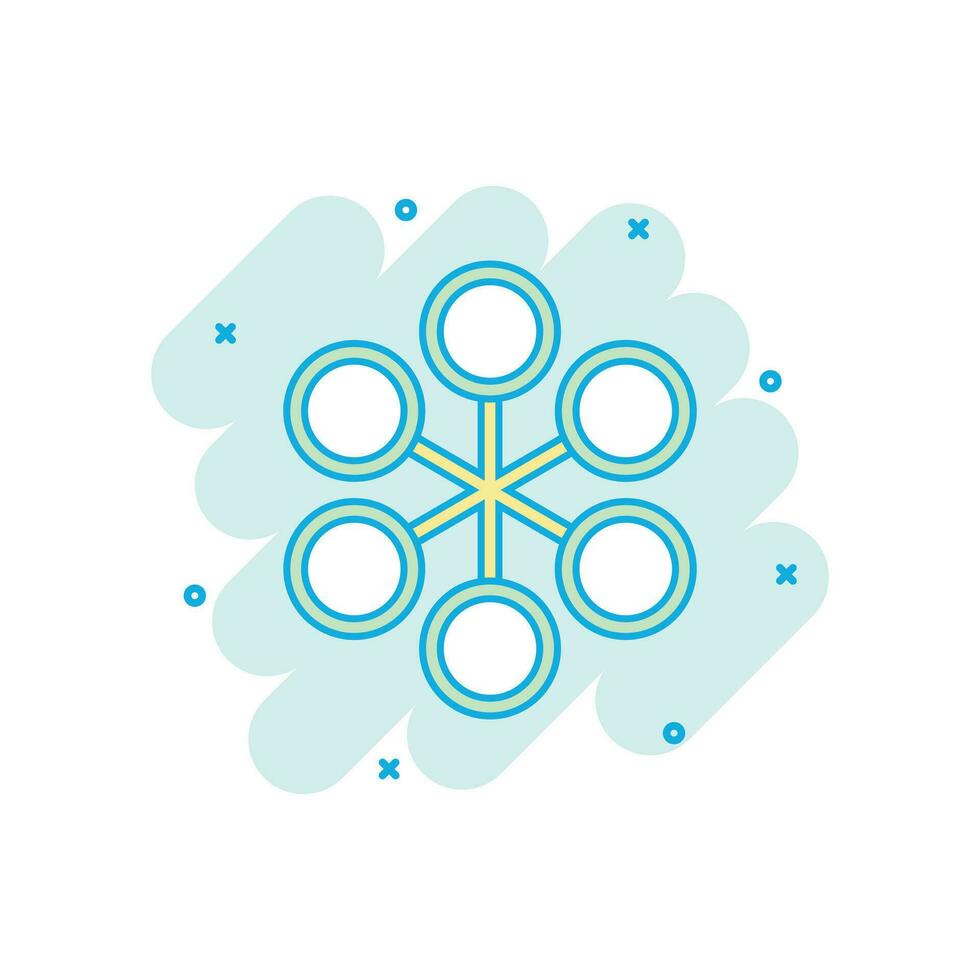 Vector cartoon structure diagram icon in comic style. Chart organization sign illustration pictogram. Structure business splash effect concept.