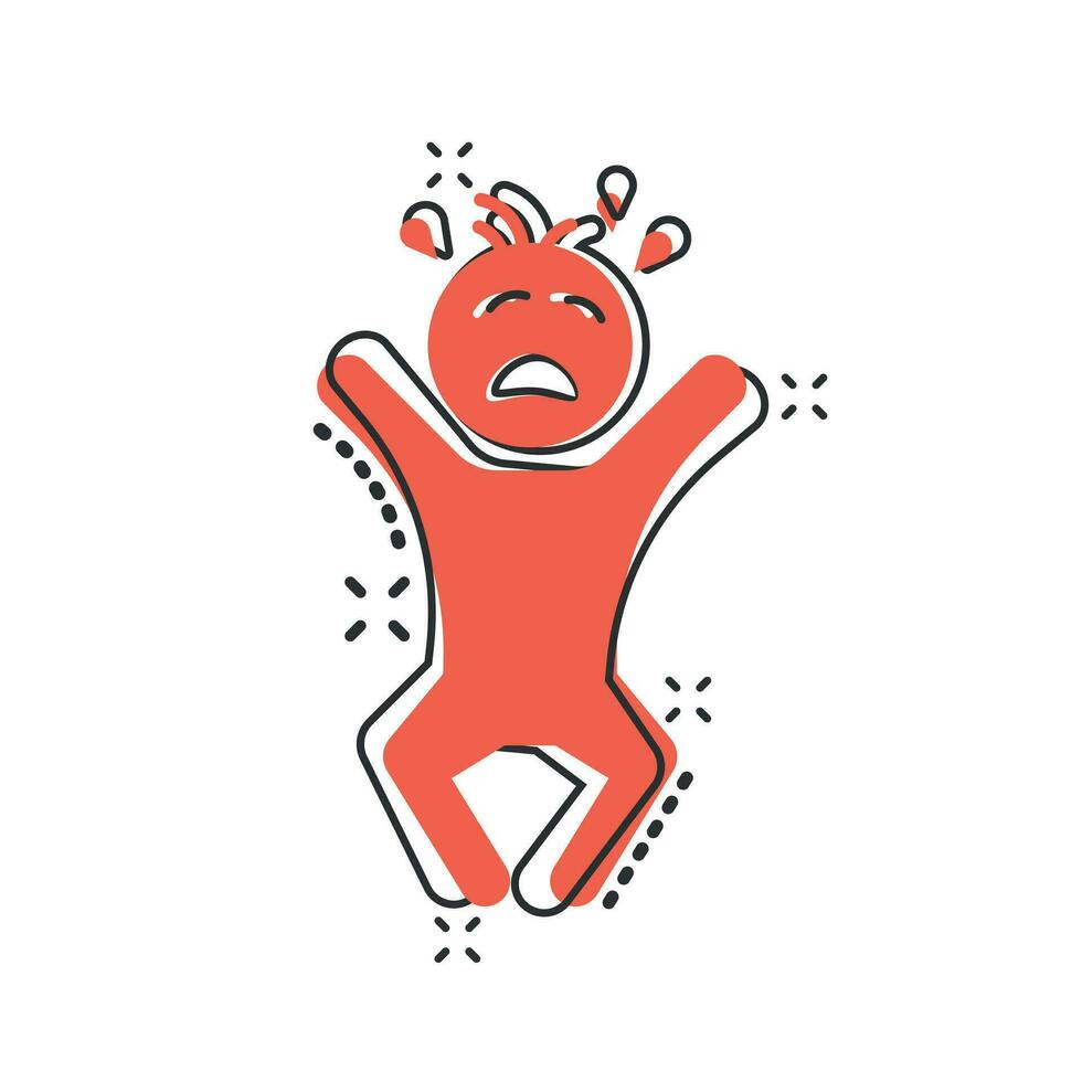 Vector cartoon crying baby icon in comic style. Anger emotions child sign illustration pictogram. Baby business splash effect concept.