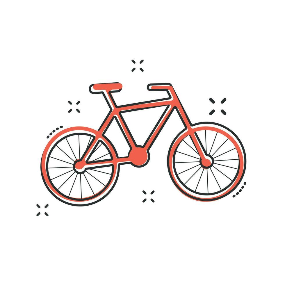 Cartoon bike icon in comic style. Bicycle sign illustration pictogram. Bike business concept. vector