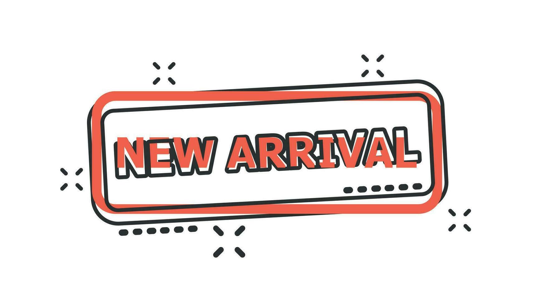 Vector cartoon new arrival seal stamp icon in comic style. Arrival sign illustration pictogram. Banner business splash effect concept.