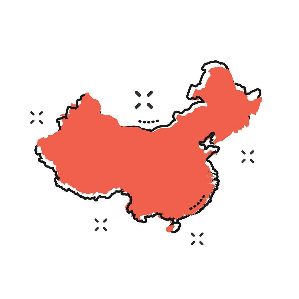 Cartoon china map icon in comic style. China sign illustration pictogram. Cartography business concept. vector