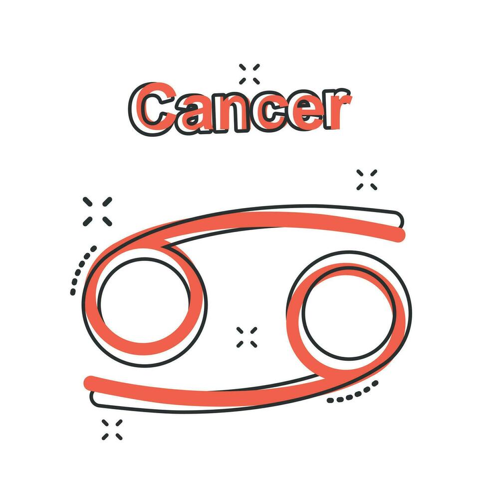 icono del zodiaco del cáncer de dibujos animados vectoriales en estilo cómico. pictograma de ilustración de signo de astrología. concepto de efecto de salpicadura de negocio de horóscopo de cáncer. vector
