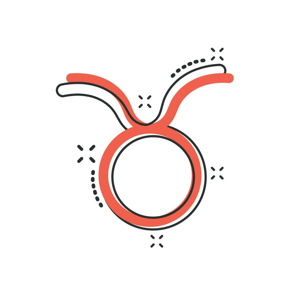 Vector cartoon taurus zodiac icon in comic style. Astrology sign illustration pictogram. Taurus horoscope business splash effect concept.