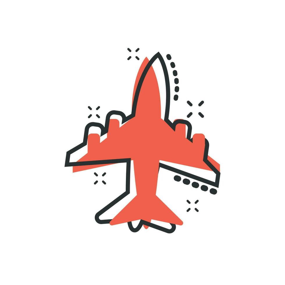Vector cartoon airplane icon in comic style. Airport plane sign illustration pictogram. Airplane business splash effect concept.