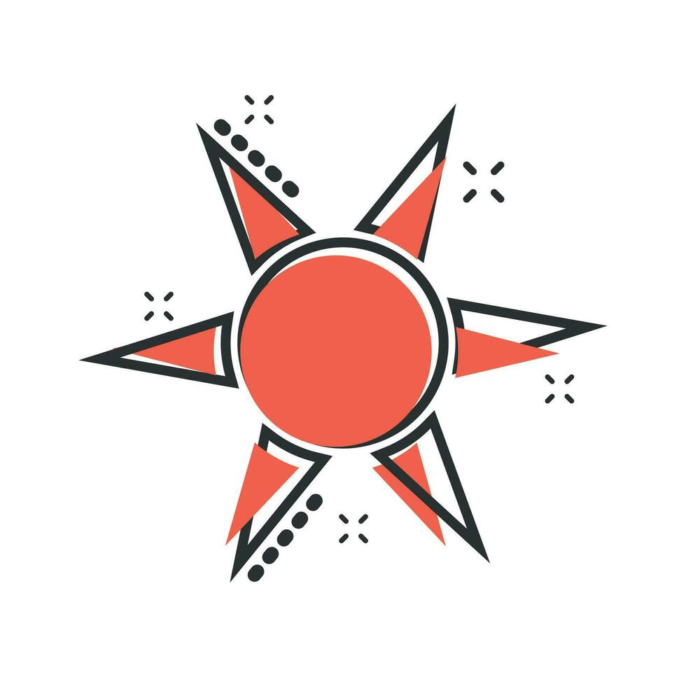 Vector cartoon sun icon in comic style. Summer sunshine concept illustration pictogram. Sun business splash effect concept.