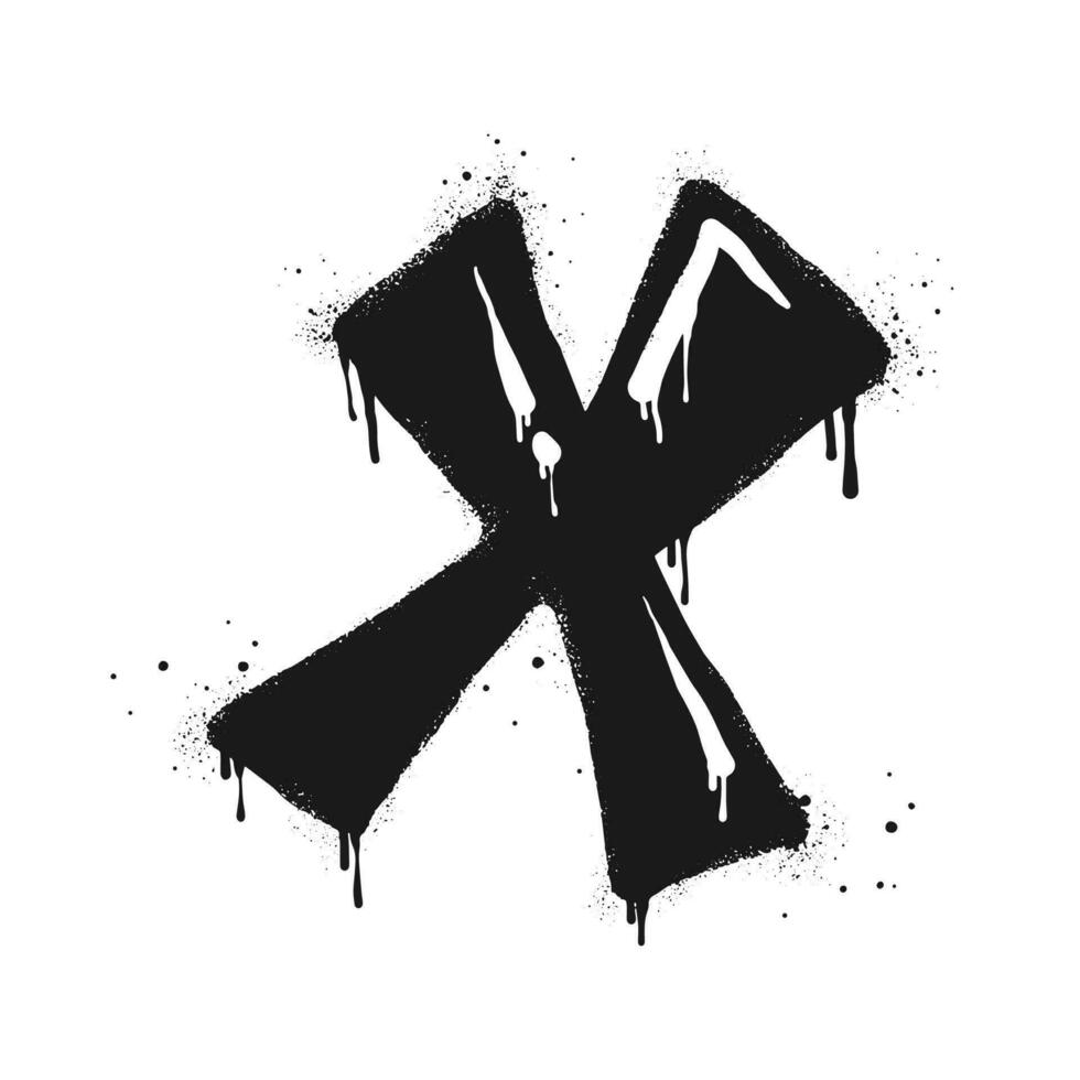 marca de graffiti pintada con spray en negro sobre blanco. símbolo x. aislado sobre fondo blanco. ilustración vectorial vector