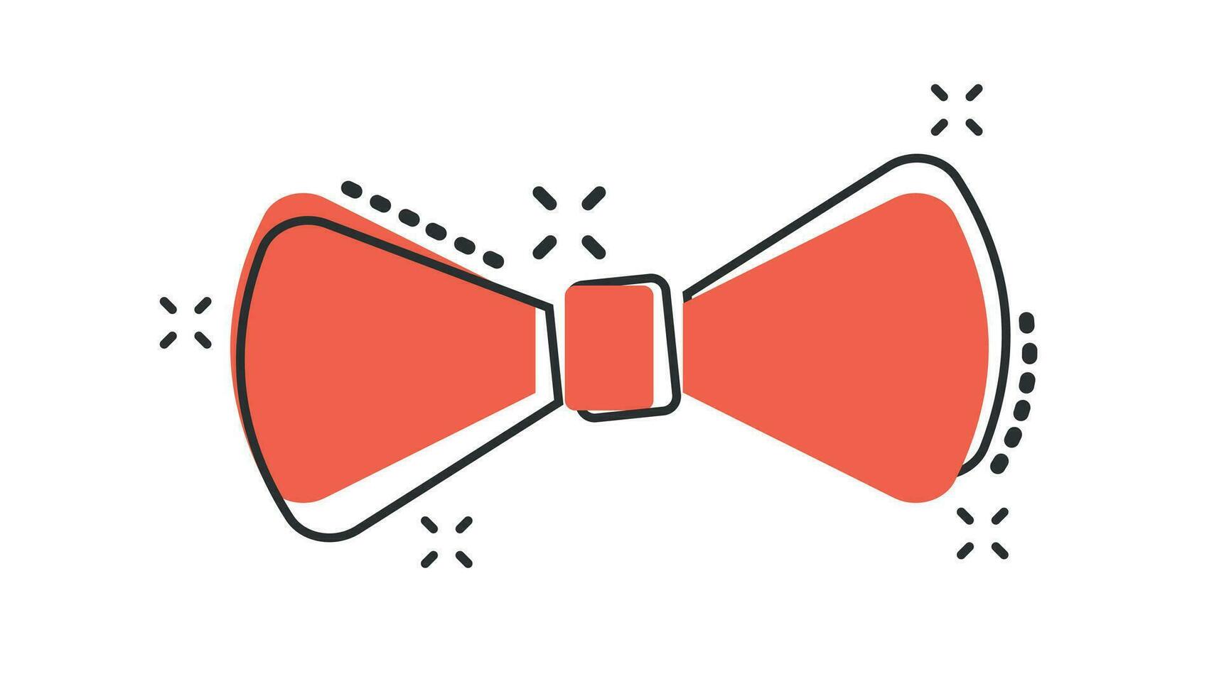 Vector cartoon Bow tie icon in comic style. Necktie sign illustration pictogram. Bow tie business splash effect concept.