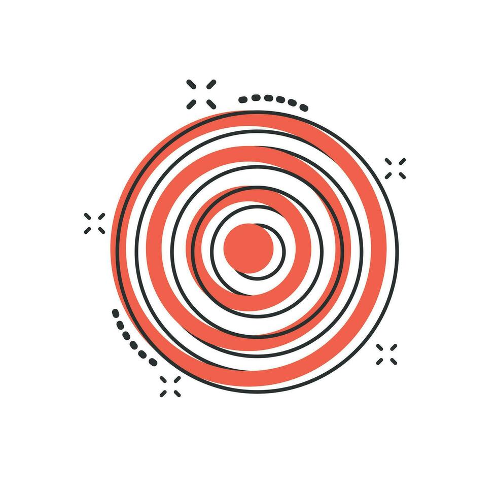 Vector cartoon target aim icon in comic style. Darts game sign illustration pictogram. Success business splash effect concept.