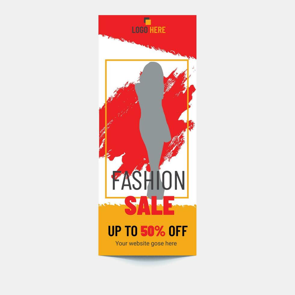 Fashion Sale roll up banner, Summer Fashion sale roll up banner design Template, yellow, blue, red, purple color Stand banner Pull up signage banner Print ready editable template design vector