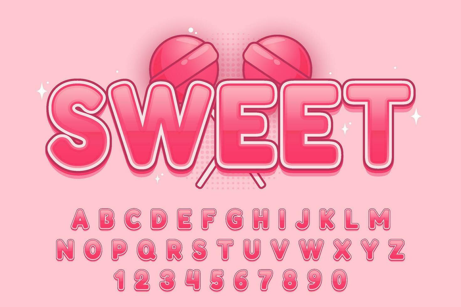 decorative sweet candy text effect vector design