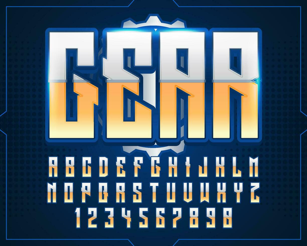 decorative silver gear text effect vector design