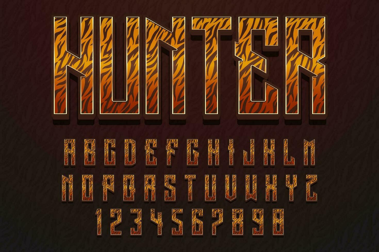 decorative tiger hunter text effect vector design