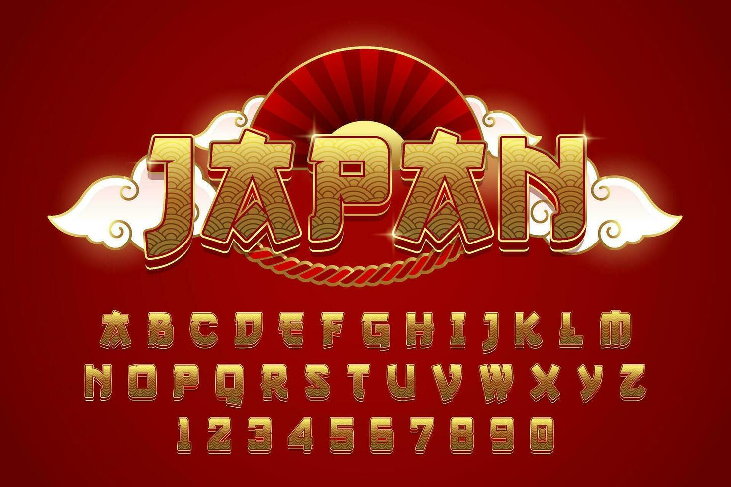 decorative japan text effect vector design