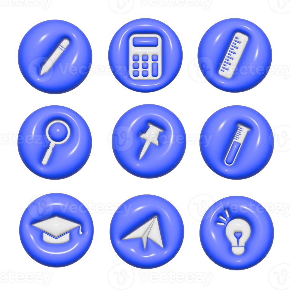 school icon 3d set png