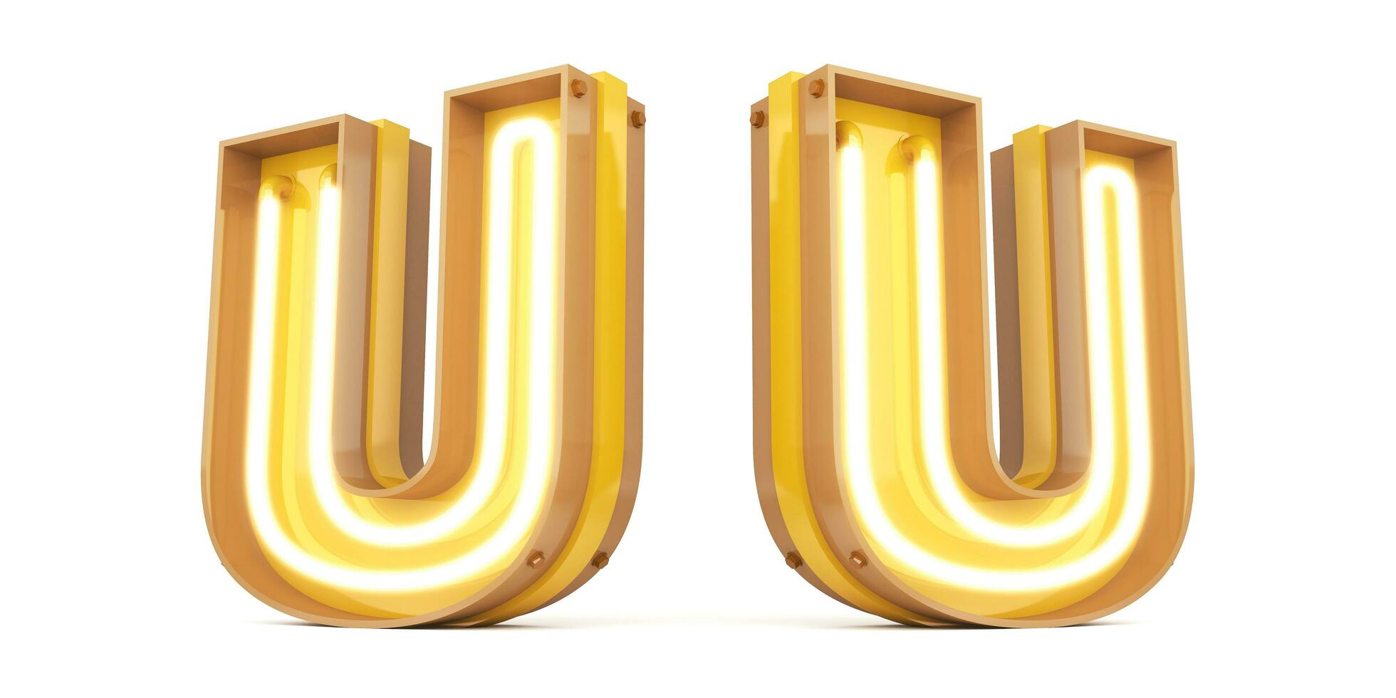 3d alphabet with neon light, 3drendering photo