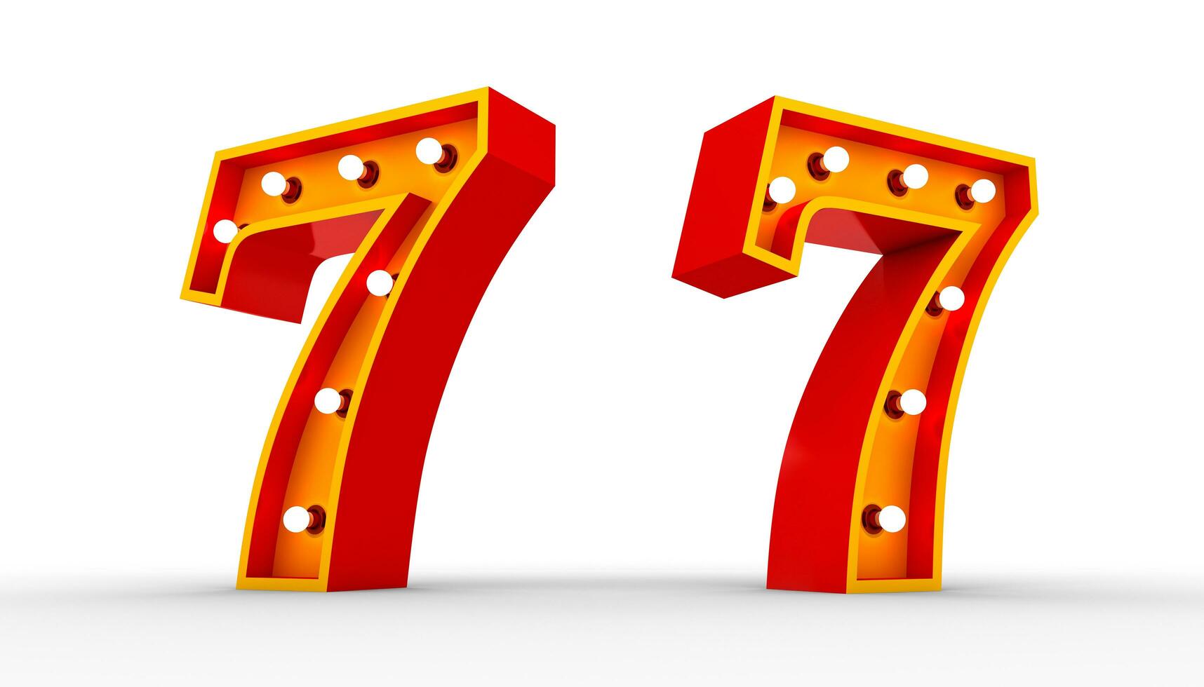 Red Number light bulb 3d rendering on white background photo