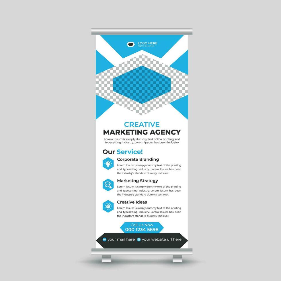 Professional corporate modern business roll up banner design standee banner template Free Vector