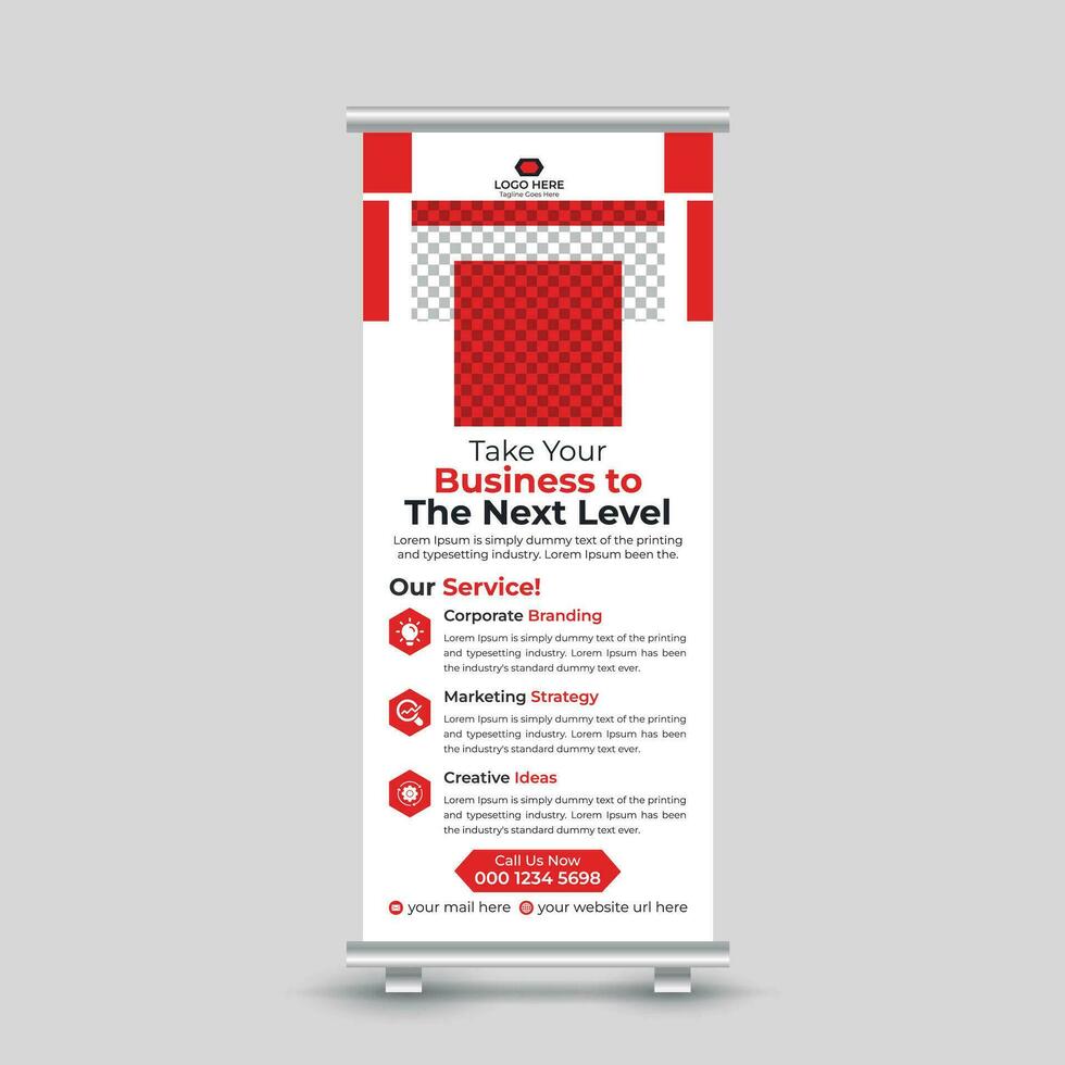 Professional business roll up banner design standee banner template Free Vector