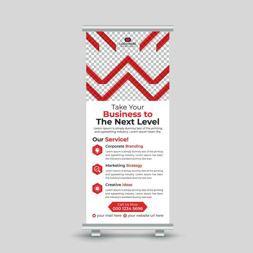 Creative corporate modern minimal business roll up banner design standee x banner template Free Vector