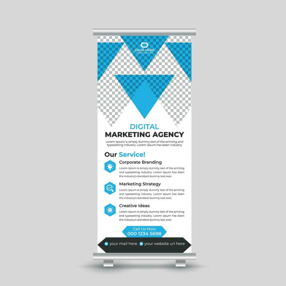 Professional modern minimal business marketing roll up banner design standee x banner template Free Vector