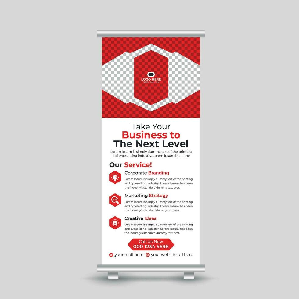Corporate modern minimal business roll up banner design standee x banner template Free Vector