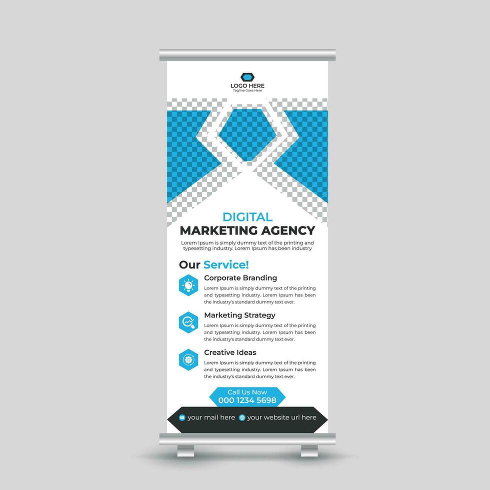 Modern business marketing roll up banner design standee x banner template Free Vector