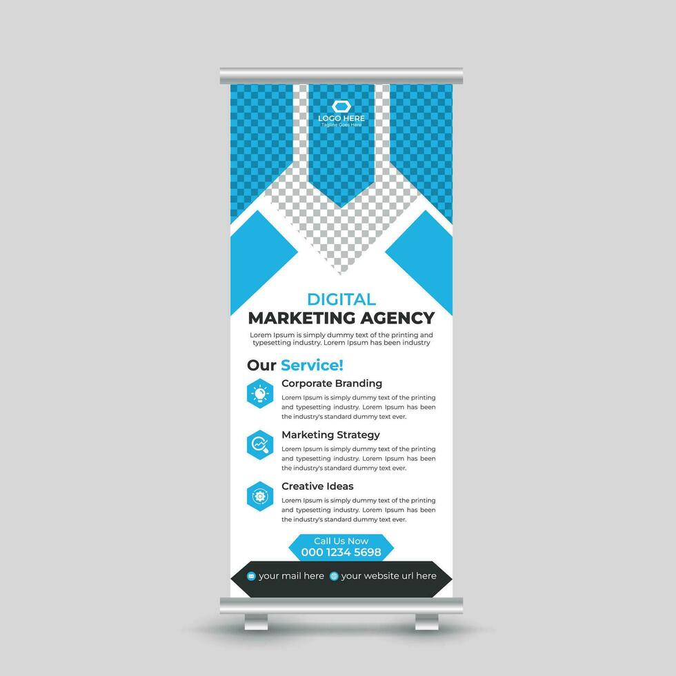 Modern minimal business marketing roll up banner design standee x banner template Free Vector