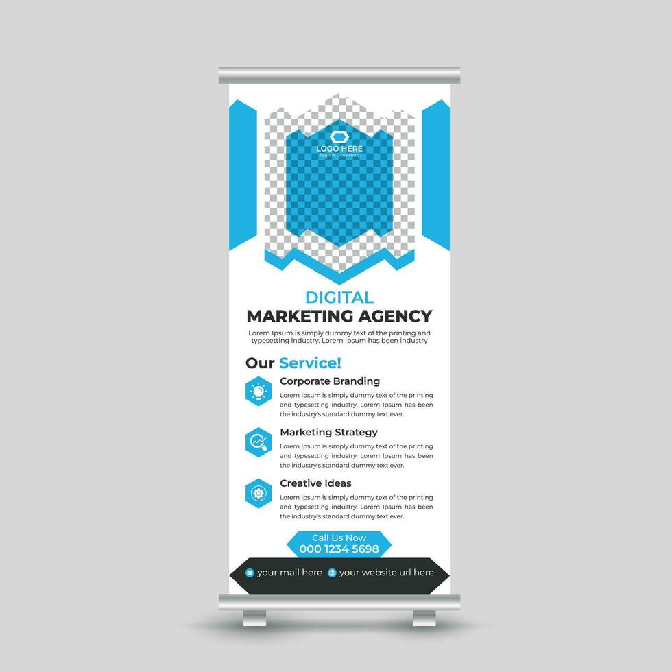 Modern minimal business marketing roll up banner design standee x banner template Free Vector