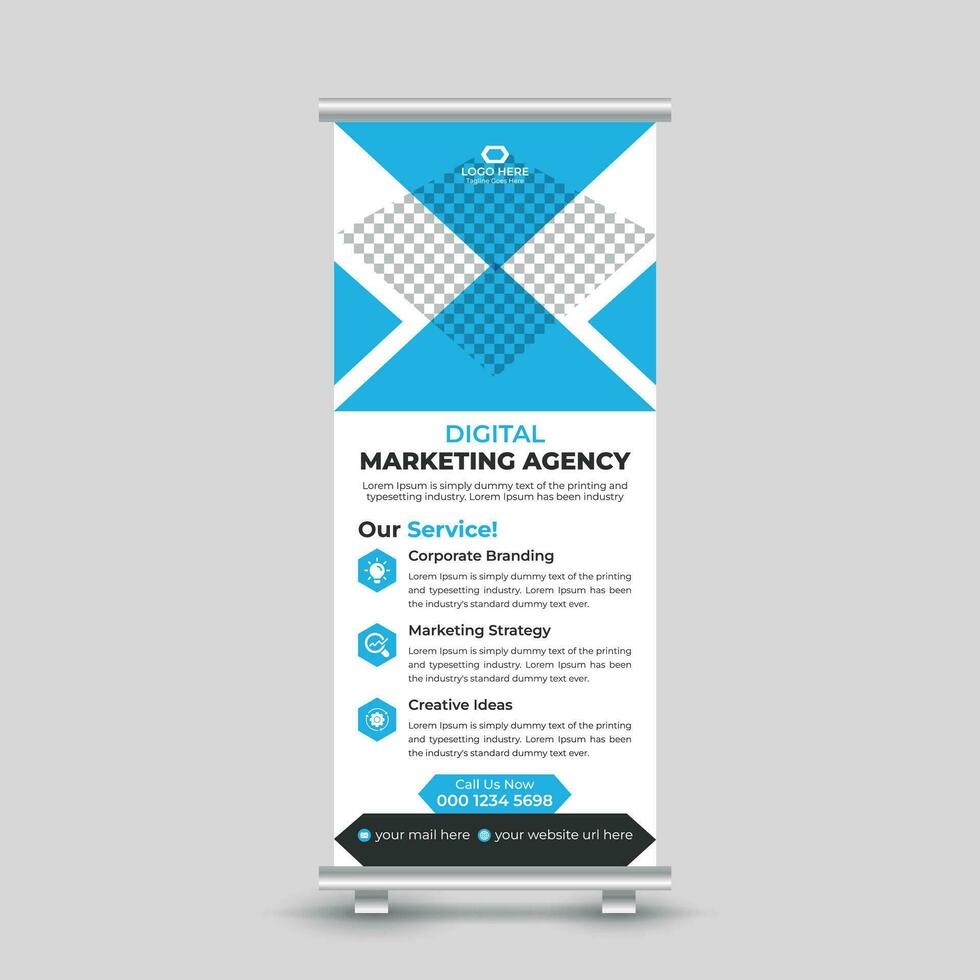 Corporate modern business marketing roll up banner design standee x banner template Free Vector