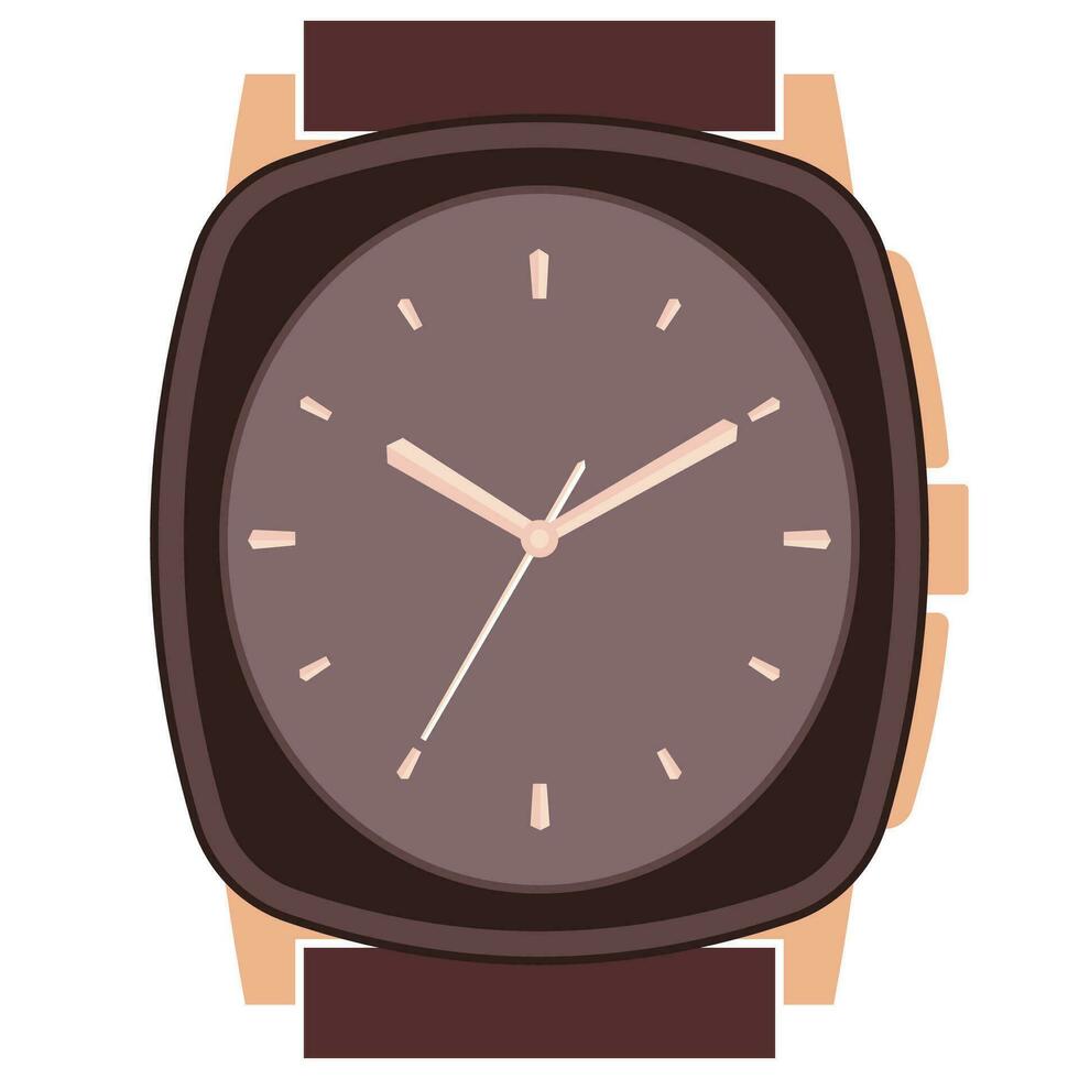 clásico diseño mecánico reloj de pulsera aislado en blanco antecedentes. reloj cara con hora, minuto y segundo manos. vector ilustración.