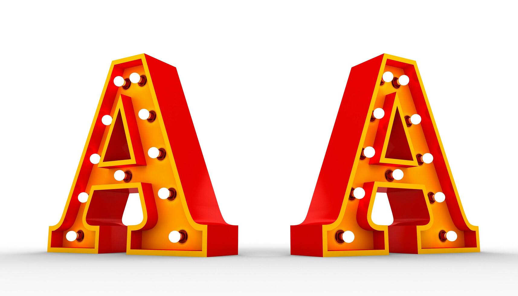 Red alphabet light bulb 3d rendering on white background photo