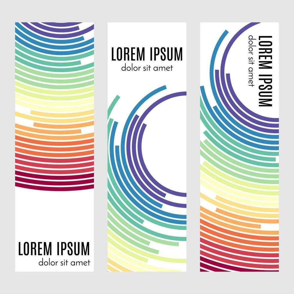 Set of abstract vertical header banners with curved lines and place for text. Colorful backgrounds for web design. Vector illustration