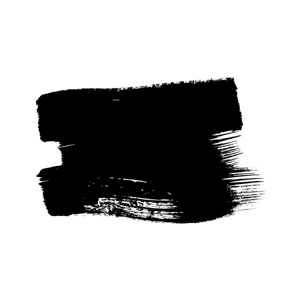 Black grunge brush stroke. Painted ink smear. Ink spot isolated on white background. Vector illustration