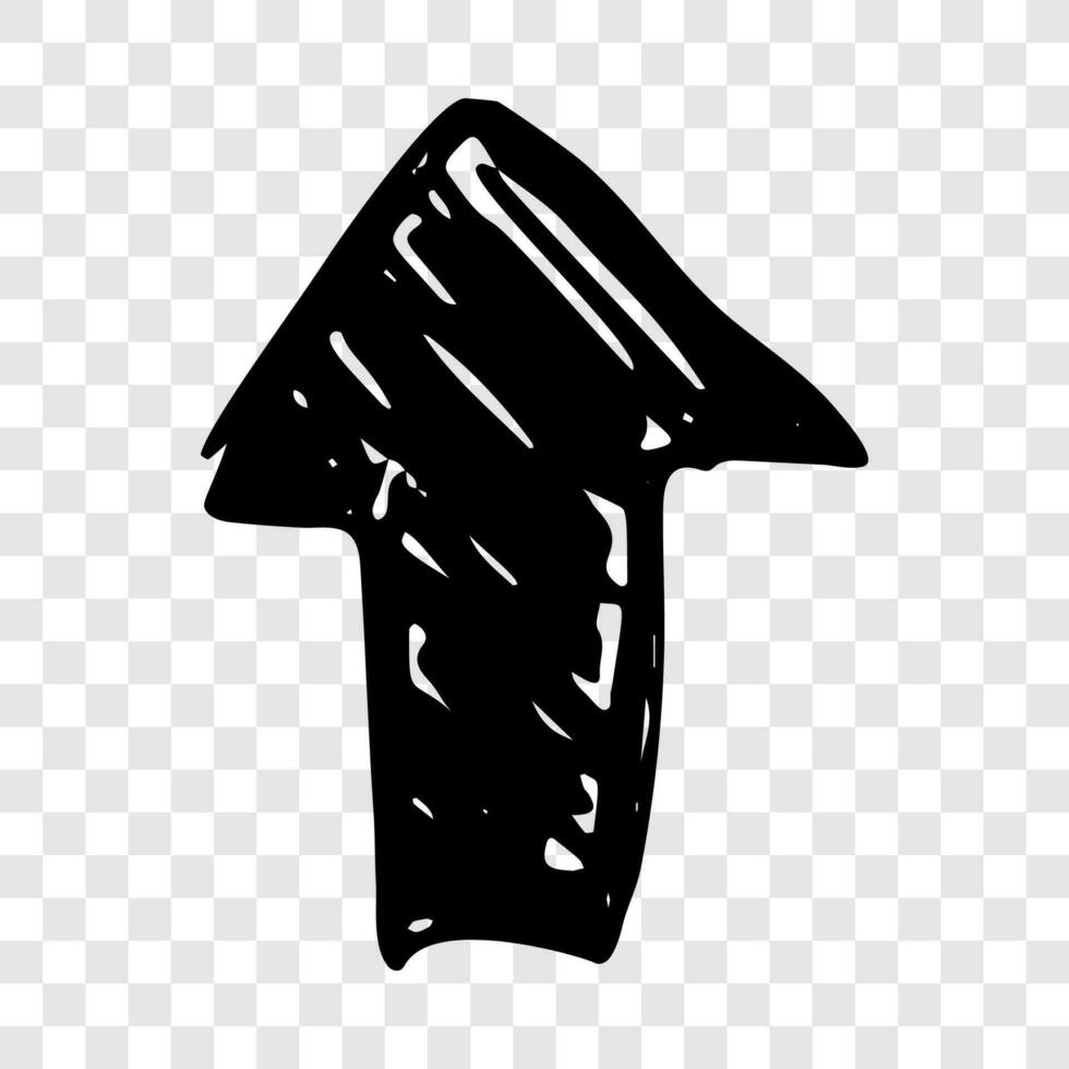 Black hand drawn arrow. Sketch of doodle arrow isolated on background. Vector illustration.