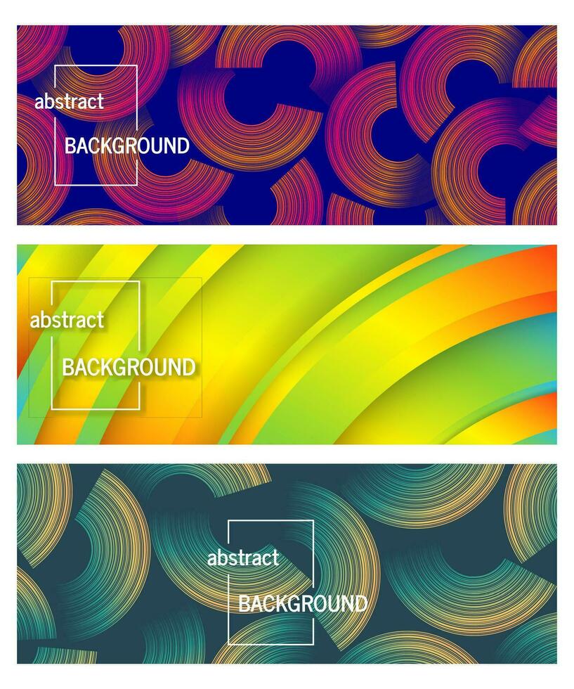 Abstract trendy geometric backgrounds. Banner design. Set of three beautiful futuristic dynamic pattern design. Vector illustration