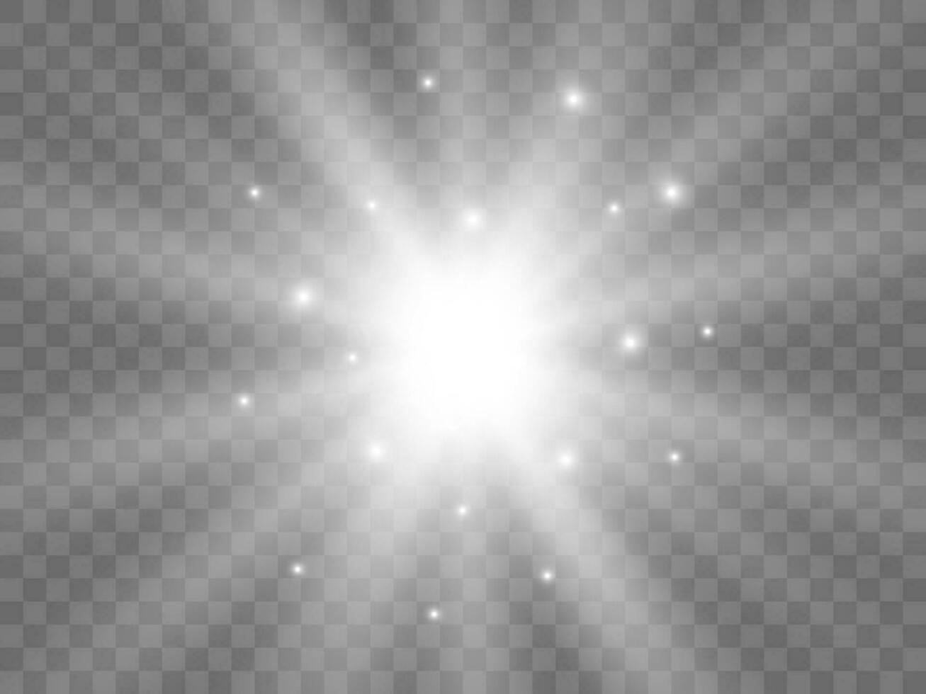 Sunlight on a background. Isolated white rays of light. Vector illustration