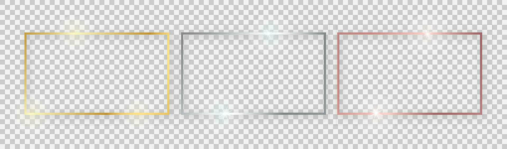 Rectangular shiny frames with glowing effects vector