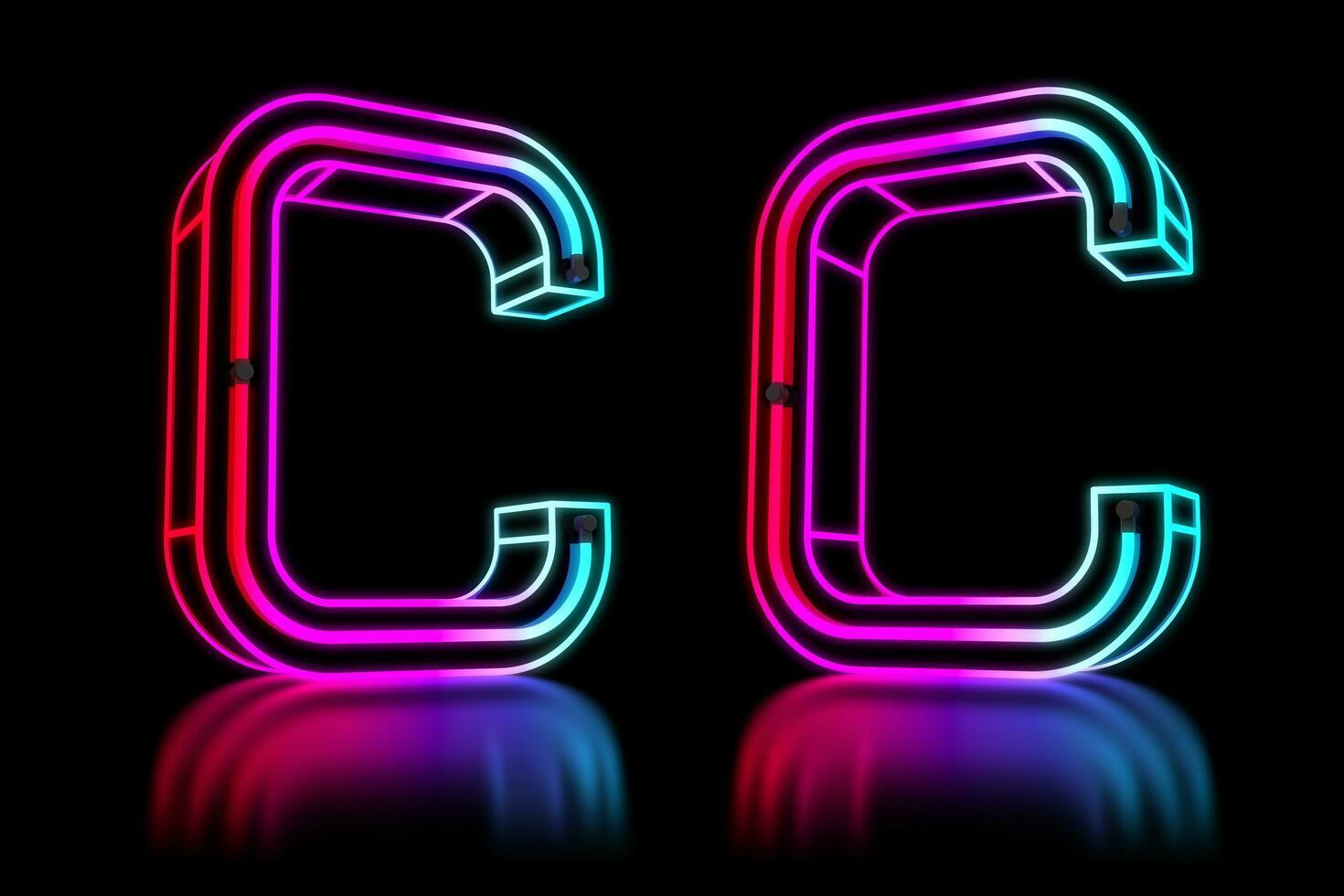 Glowing Colorful Neon Alphabet. 3d rendering illustration photo