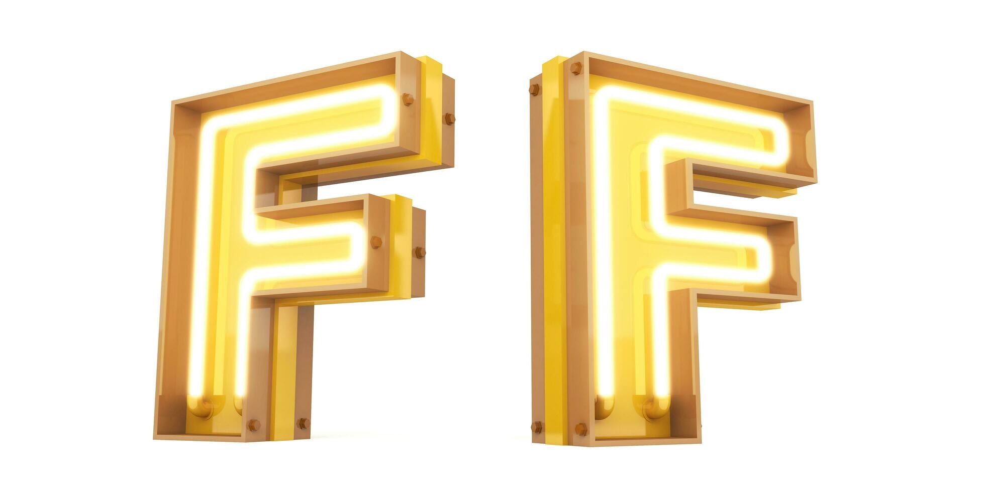 3d alphabet with neon light, 3drendering photo