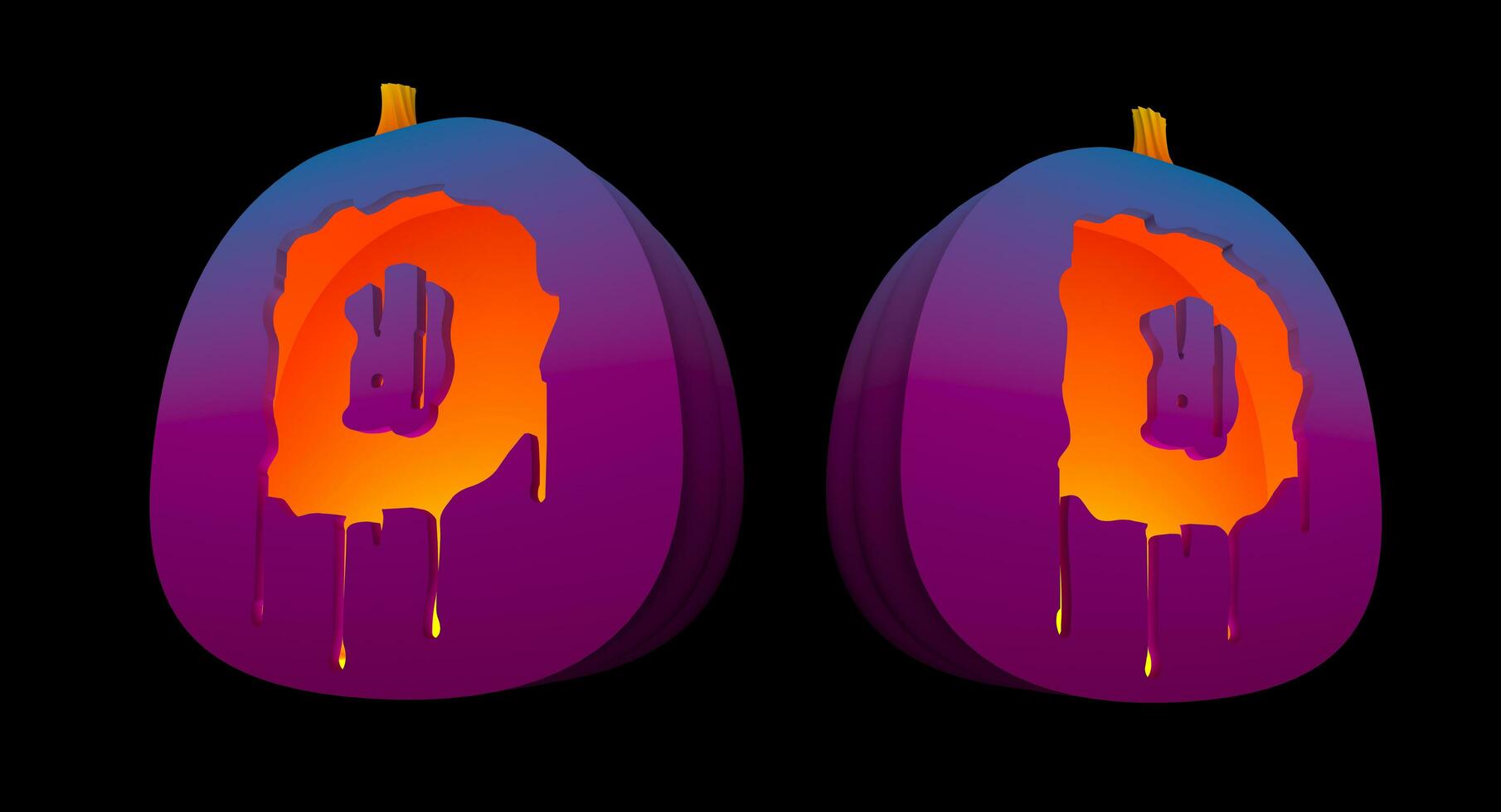 Halloween Pumpkins carved Alphabet glowing inside with clipping paths. photo