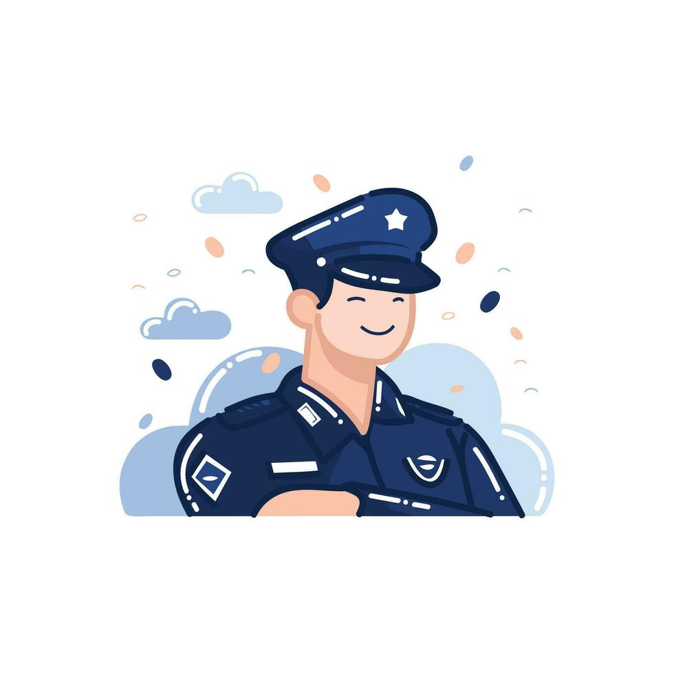 cute policeman in flat style isolated on background vector