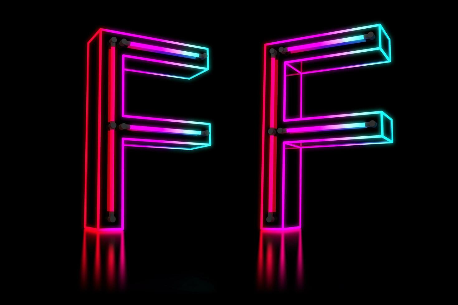 Glowing Colorful Neon Alphabet. 3d rendering illustration photo